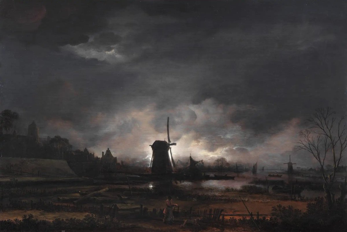 itshestea's tweet photo. If you see this tweet, you have to mention one of your favorite paintings

(Moonlit Landscape with a Windmill, Aert van der Neer, Dutch, 1603-1677) https://t.co/qk0KGkIYE3