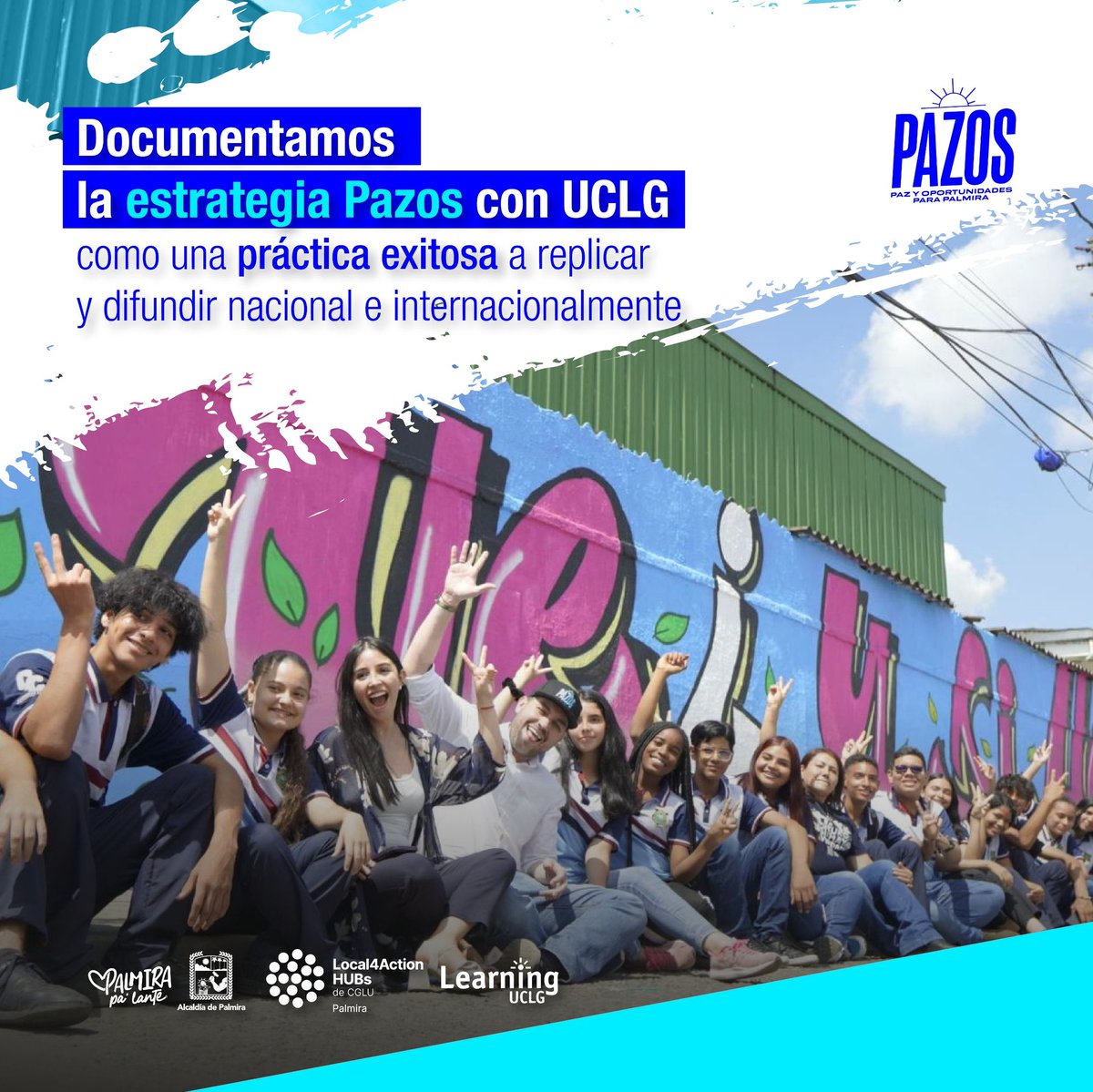 ¡Documentamos la estrategia Pazos con UCLG! 🩵📄

Por medio de la Cooperación Internacional, Palmira fue seleccionada como un Local4Action HUBS por la Organización Mundial de Ciudades y Gobiernos Locales Unidos gracias a la estrategia Pazos