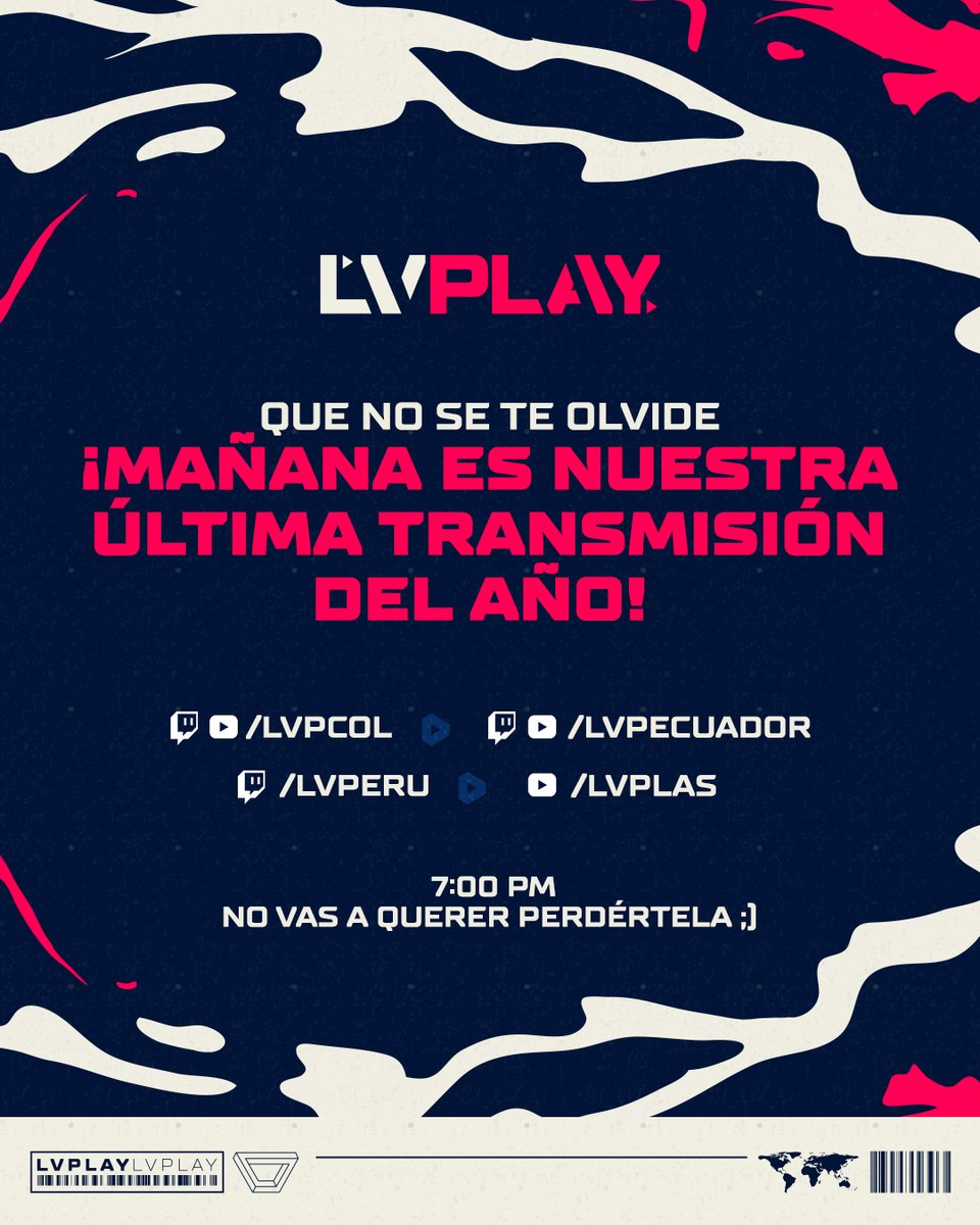 El que avisa no traiciona🫵 🙂
Mañana será nuestra última transmisión del año y queremos que no te la pierdas ✅

07:00PM 🇨🇴🇪🇨🇵🇪

#LVPCol