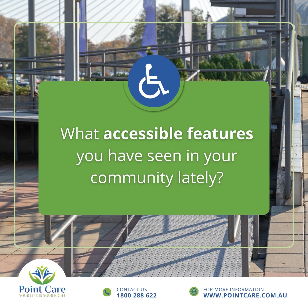 PointCareAU's tweet image. Spot any recent accessible features in your community? 🌍 Share the progress! From ramps to braille signage or inclusive spaces, let&apos;s celebrate the strides toward a more accessible world. 
#AccessibleWorld #CommunityAccessibility #AccessibleSpaces #InclusionMatters #PointCare