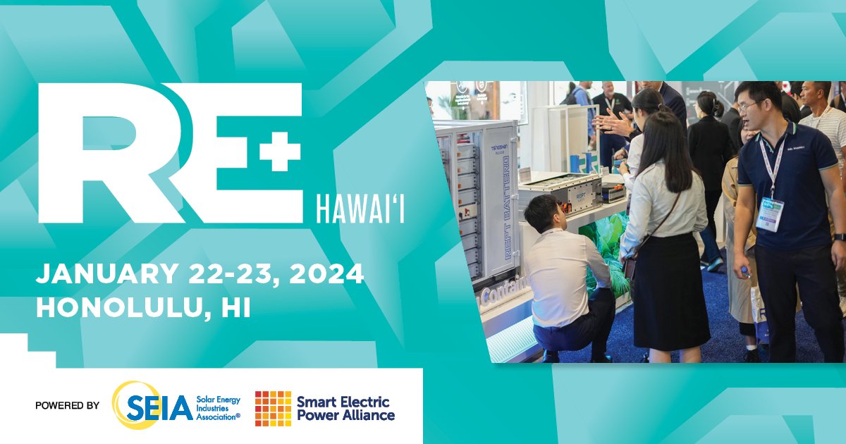 REPlusEvents's tweet photo. Connect with leading companies within clean energy at RE+ Hawai'i this January! Build your network at our sold-out show floor. Meet with companies like @AdonEnergy, @TheAESCorp Hawai'i, @greentech_renew, and more. Register today! https://t.co/oSvga8i20h #REPlusHI #EnergyTwitter https://t.co/cKyFBV368y
