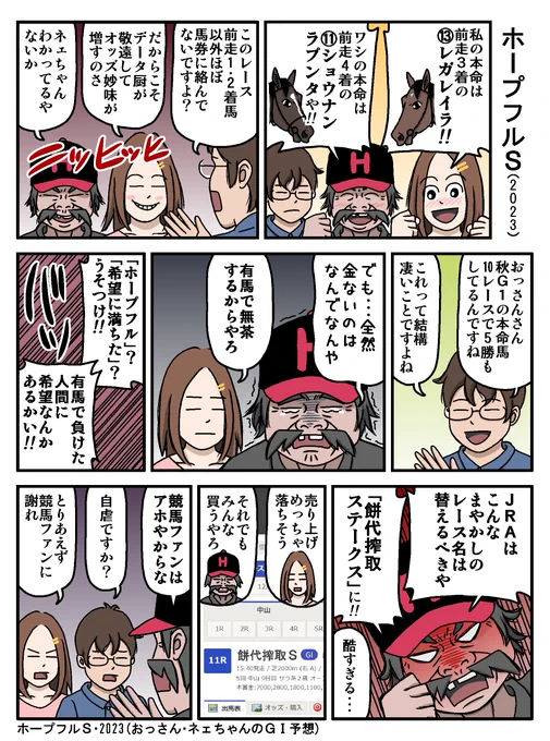 おっさん・ネェちゃんのG1予想
(という名のただの雑談)マンガ

ホープフルS・2023

レガレイラ
ショウナンラプンタ 