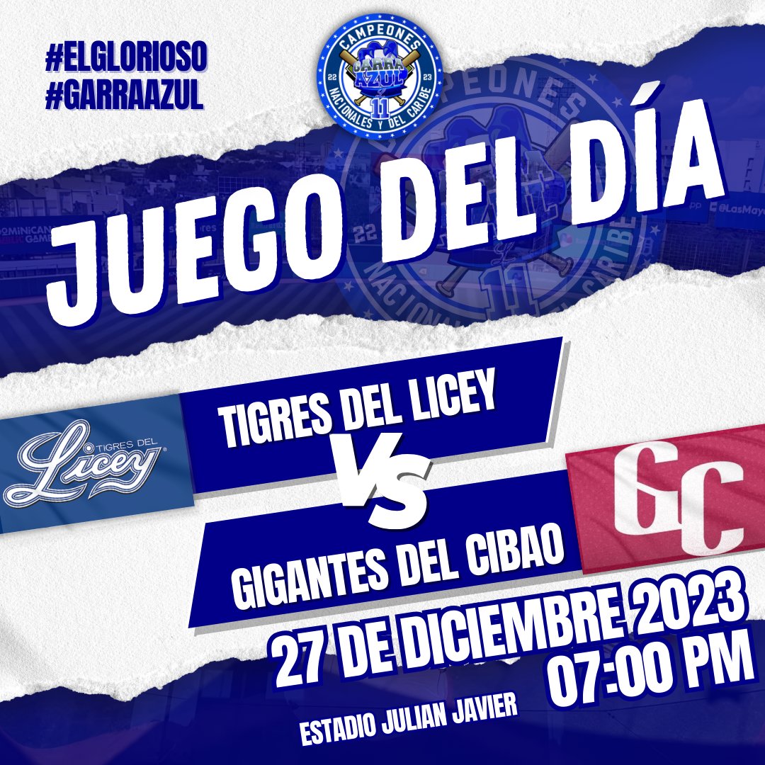 GarraAzulLicey's tweet photo. 🗣️ Vamo' a e'to 👏🏽

Nuestros Campeones Nacionales y del Caribe visitan esta noche a los Gigantes del Cibao en el inicio del Round Robin. 

#LiceyCampeon #TLvsGC #RoundRobin #LIDOM https://t.co/U3h8RdFJjU