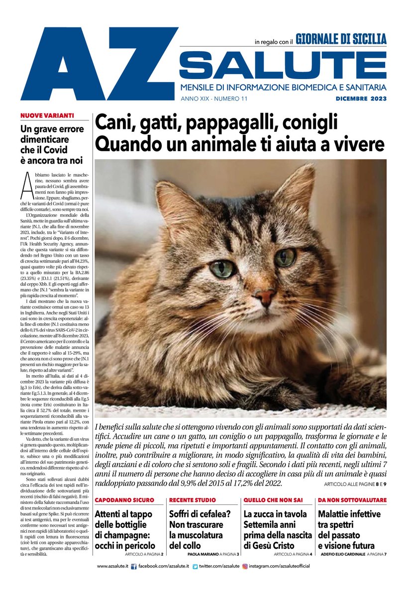 AZSalute's tweet photo. Cari lettori, ecco il numero di dicembre del tabloid AZ Salute. Lo trovate, come ogni ultimo mercoledì di ogni mese, allegato gratuitamente al Giornale di Sicilia Buona lettura!!! 
https://t.co/gykTsmtWpN
#azsalute #azsalutetabloid #giornaledisicilia #Salute #benessere #medicina https://t.co/YUnGJfFxvU