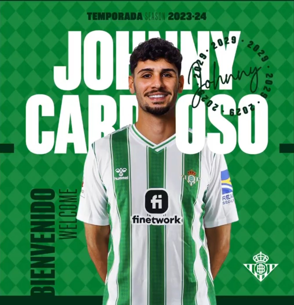 🚨  Oficial: Johnny Cardoso es nuevo jugador del Real Betis • #RealBetis

El centrocampista brasileño, internacional por Estados Unidos, ficha por el conjunto verdiblanco por 6M€ y se hacen con el 80% de los derechos económicos del futbolista

🖊️ Firma hasta 2029.

✍️ <a href="/iBENTM/">iBeNTM🇵🇸</a>