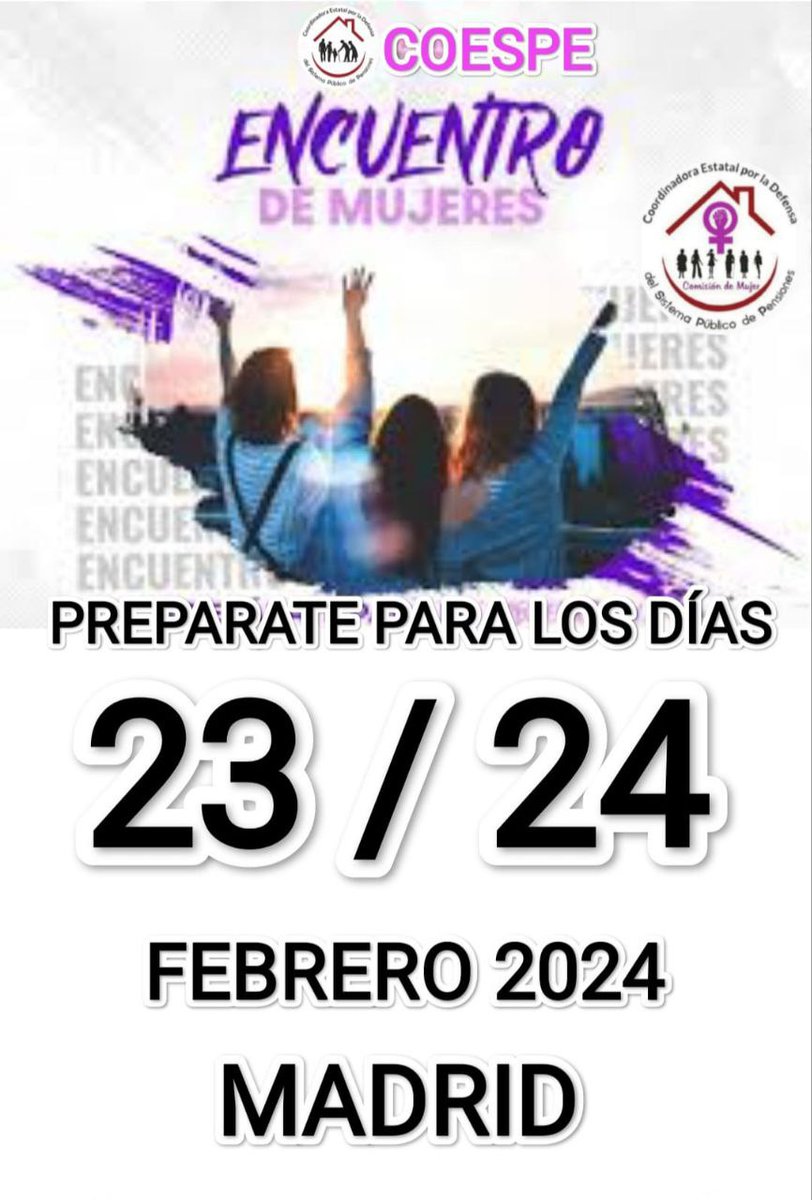 Desde Comisión Mujer COESPE, recordamos e invitamos al 1° ENCUENTRO DE MUJERES que se celebrará los días 23 y 24 de febrero 2024.
Anímate, te esperamos 💜💜💜
Contacto: comisionestatalmujer@gmail.com
#EncuentroDeMujeres
#ContraLaBrechaDeGénero