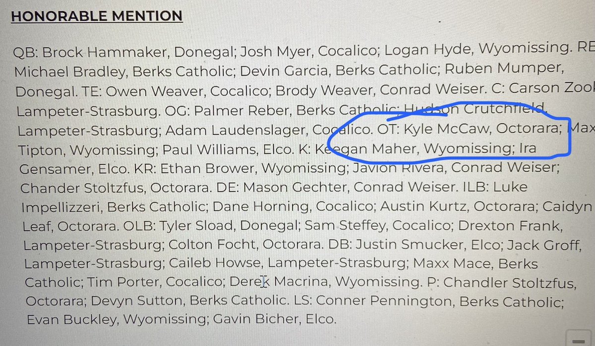KMcCaw68's tweet photo. Blessed and honored to be named Honorable Mention OT behind some great players.🙏💪 https://t.co/sgjOS5fQqq