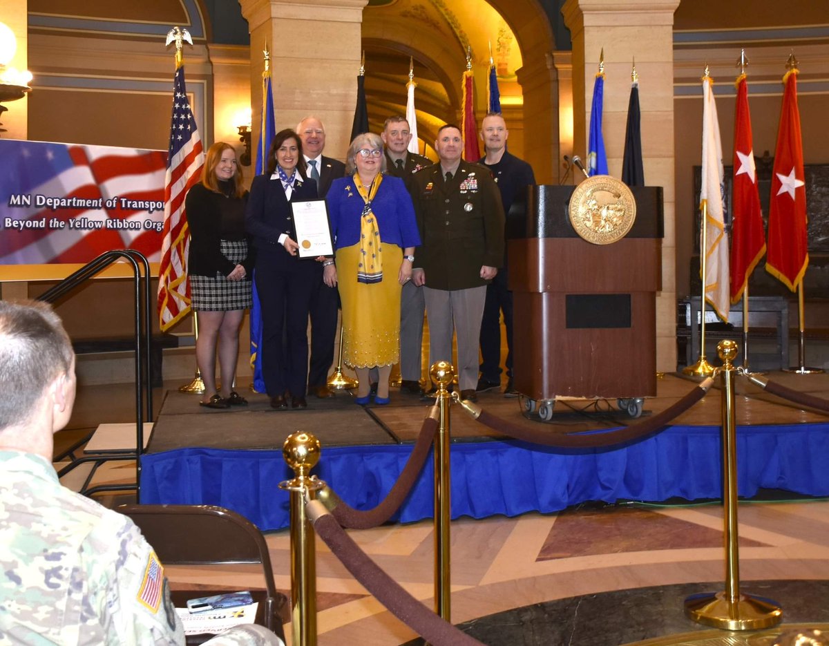 On Dec. 7, 2023, we were honored to welcome the Minnesota Department of Transportation as a Beyond the Yellow Ribbon organization for its efforts in supporting the military community at a proclamation event at the State Capitol.