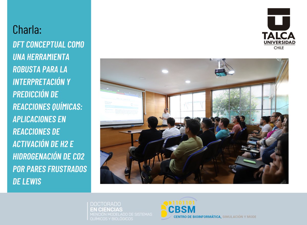 🔵 Les compartimos un registro 📸 de la #charla dictada por el
Dr. #CésarBarrales, investigador asistente de la Universidad de Talca.