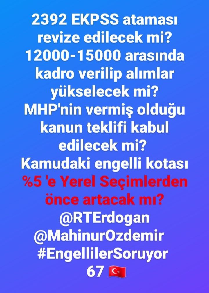ZehraDe87837023's tweet photo. Sayın Bakanım  @MahinurOzdemir  #EngellilerSoruyor https://t.co/kiwrJUvDPO
