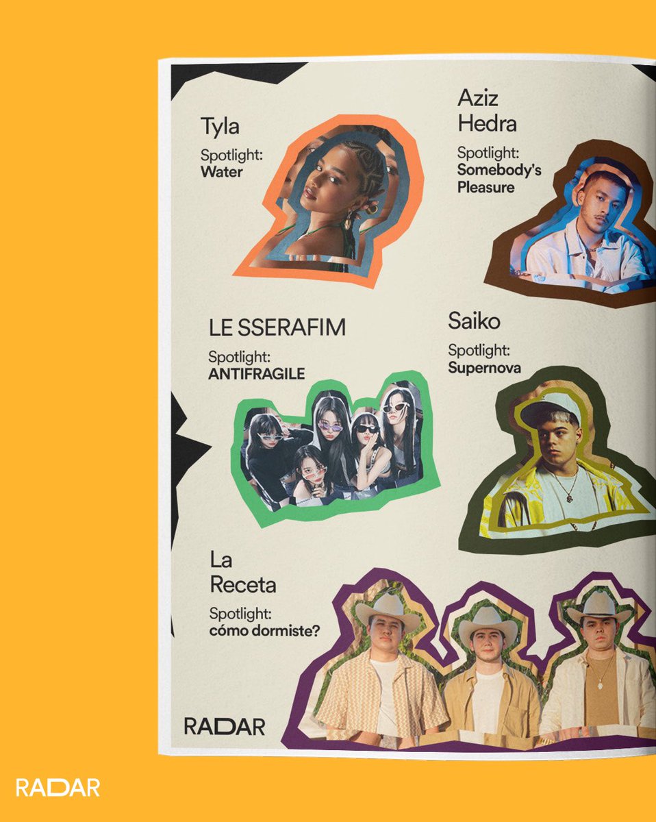 Spotify's tweet photo. They’re the future. 💚 Show some love to the RADAR top songs of 2023. https://t.co/D3LdIA9Ezh