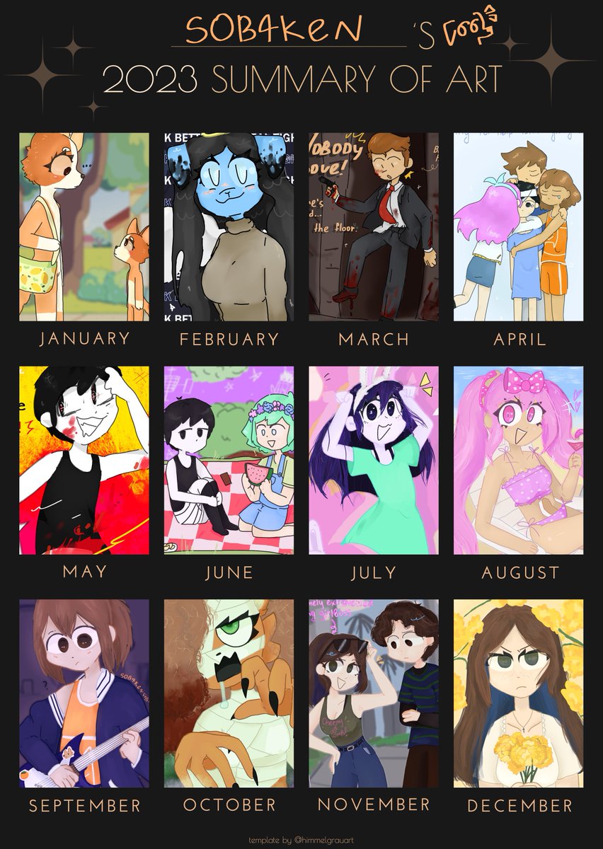 sob4kenmsh's tweet photo. i doubt that im gonna draw anything else this year so here's my art summary!! :]

2023-2021
kinda can spot the progress! :D

#SummaryOfArt2023 #artsu https://t.co/RRYwFt10EQ