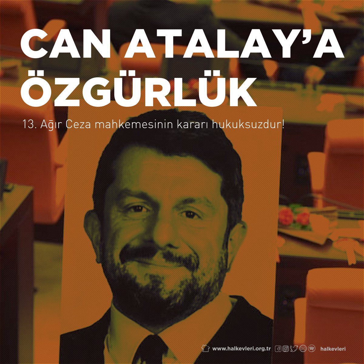 Halkevleri's tweet photo. 13. Ağır Ceza mahkemesinin kararı hukuksuzdur!
#CanAtalayaÖzgürlük https://t.co/kvoMgVDxdX