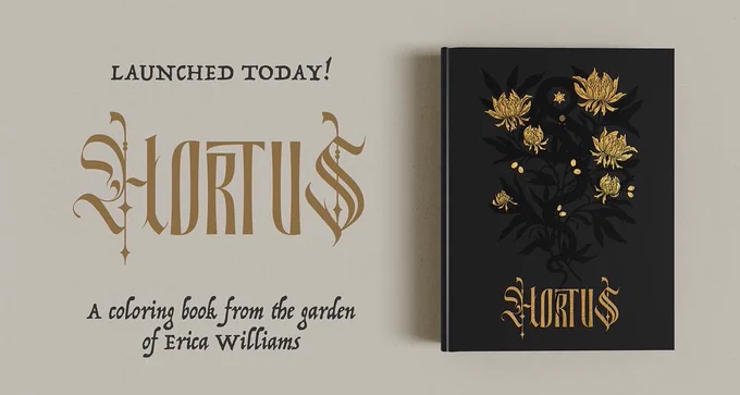 The Kickstarter for my second book, Hortus: A Coloring Book from the Garden is now live! This tome is for you to fill with your own creativity. This book features a selection of my drawings from the past decade, brought together as a lush garden to explore and bring to life.