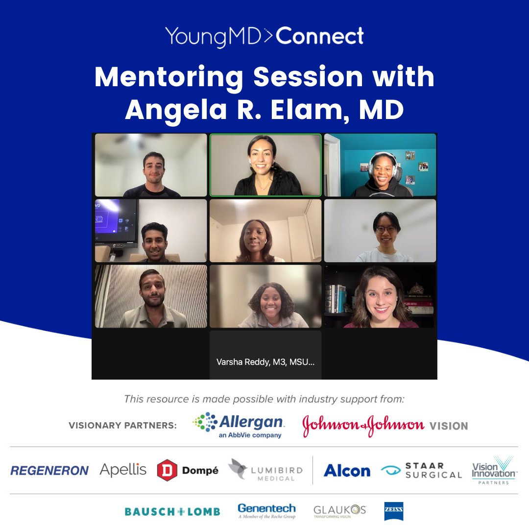 YoungMDConnect's tweet photo. "Most people have something in addition to being a #clinician that rounds them out. Lean into that!" -Dr. Angela Elam
Thank you Dr. Elam for taking the time to #mentor a group of our #YMDC members, and thank you to all of our supporters for making these sessions possible! โจ https://t.co/0NRi6OeRLB