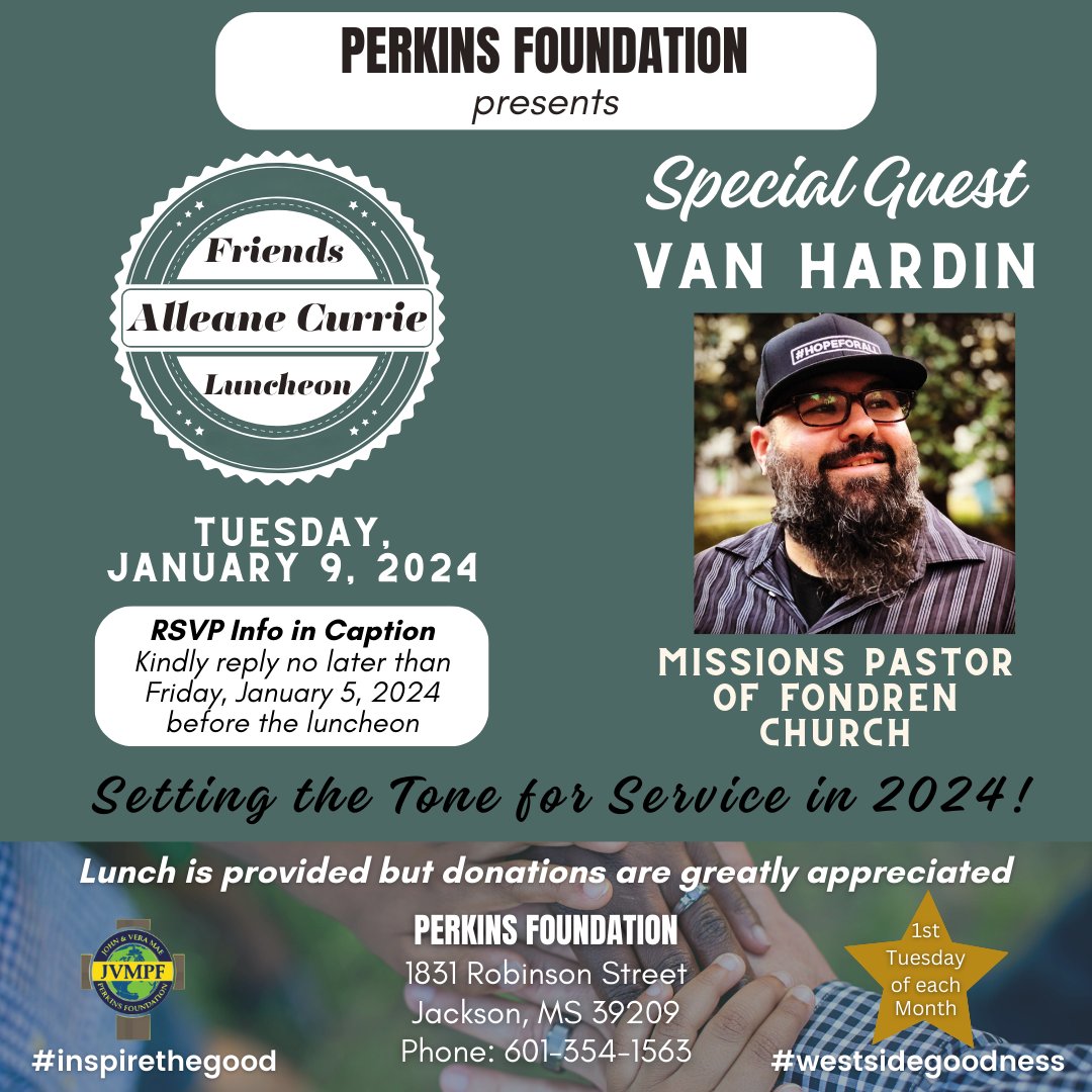 Join us on January 9th for our first Luncheon of the Year! We are Setting the Tone for Service in 2024 with our first luncheon speaker, Van Hardin of Fondren Church. Kindly send us your RSVP no later than Friday, January 5, 2024 at forms.gle/PBrpaJXKJNHWJR…