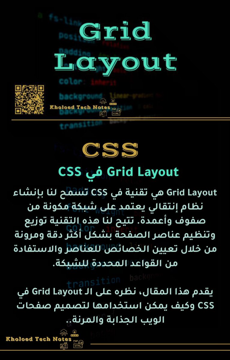kholood_i111's tweet photo. ماهو التخطيط الشبكي Grid Layout..؟! وكيف يتم بناء تصميم بتقنية الـ Grid Layout للصفحات الويب ..؟!! وماهي خصائص الـ CSS المستخدمة في بناء الـ Grid Layout ..؟!ّ.

https://t.co/4NqP9nUHBX

 #البرمجة #programming 
#تعلم_البرمجة_من_الصفر
#سلسلة_الف_باء_برمجة
 #frontendcode https://t.co/yHVbeT1ZOl