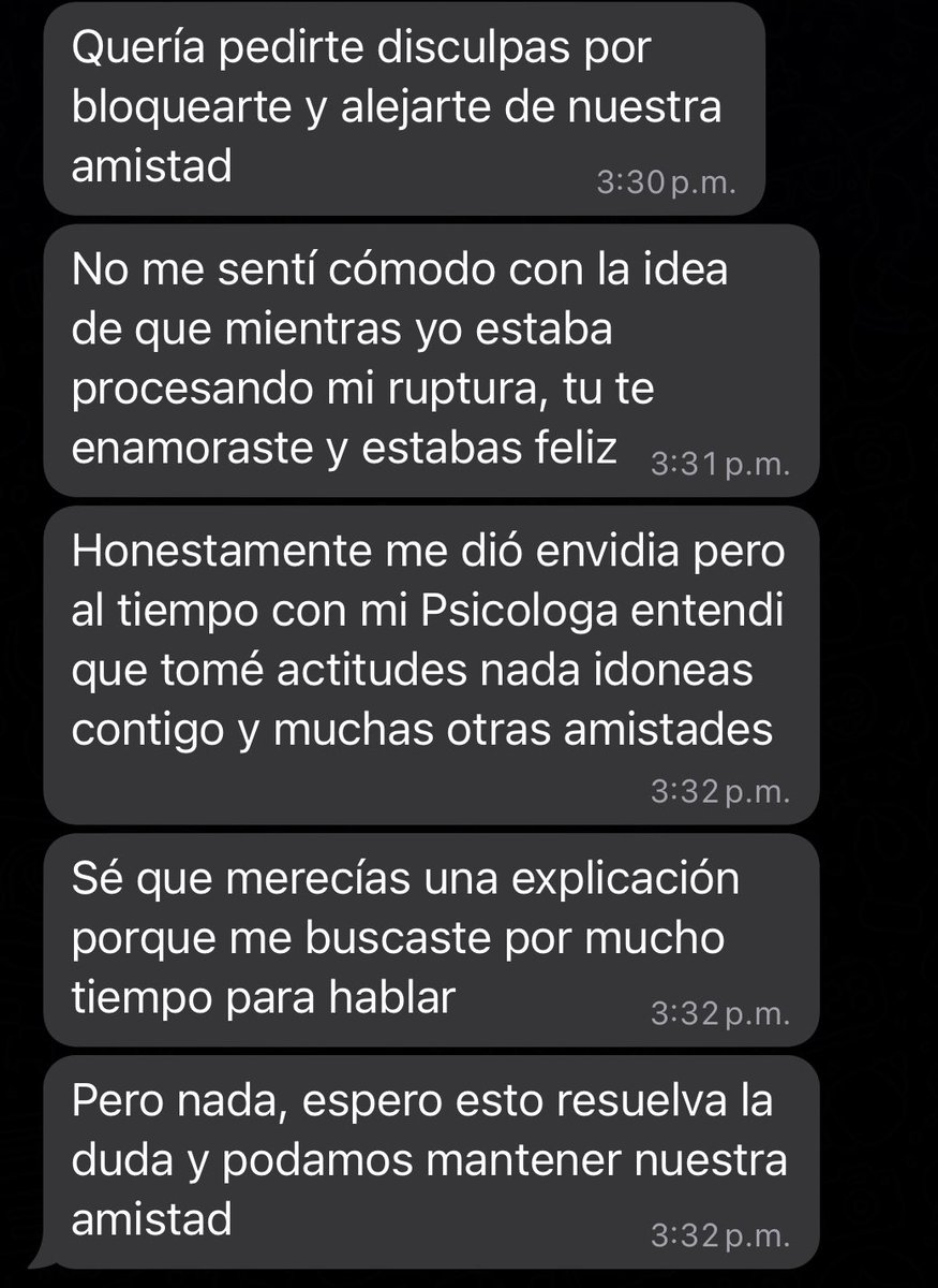itsdeeei's tweet photo. A inicios de año un amigo que vive en Colombia que éramos muy unidos se decidió alejar sin yo saber porque 

Hoy me escribió, casi 10 meses después y me dice esto…

Cual amistad loco? Que chévere que estés yendo a terapia pero siga de largo https://t.co/MhLShAx4bB