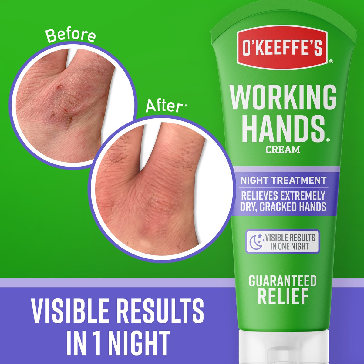 When your dry, cracked hands need an extra boost of moisture, use O'Keeffe's Working Hands Night Treatment. Visible results in 1 night. 

#workinghands #hardworkinghands #hardworkingskincare #dryhands 

Visit OKeeffescompany.com for 100% Money Back Guarantee Details