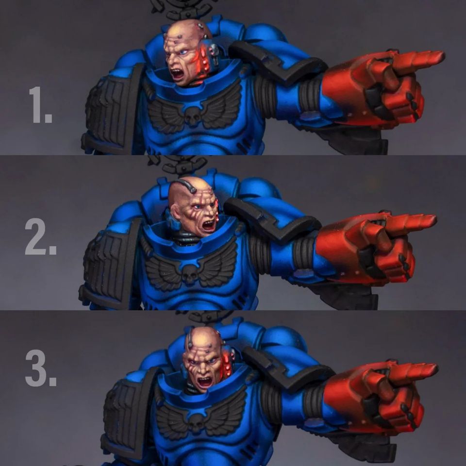 Pedro? Are you? Long time without painting a Crimsom Fist. As always I cannot decide the pose of the head. Check the last photo and tell me what pose you prefer.
#spacemarines #gamesworkshop40k #warhammer #warhammer400000 #warhammercommunity #paintingwarhammer #wh40k