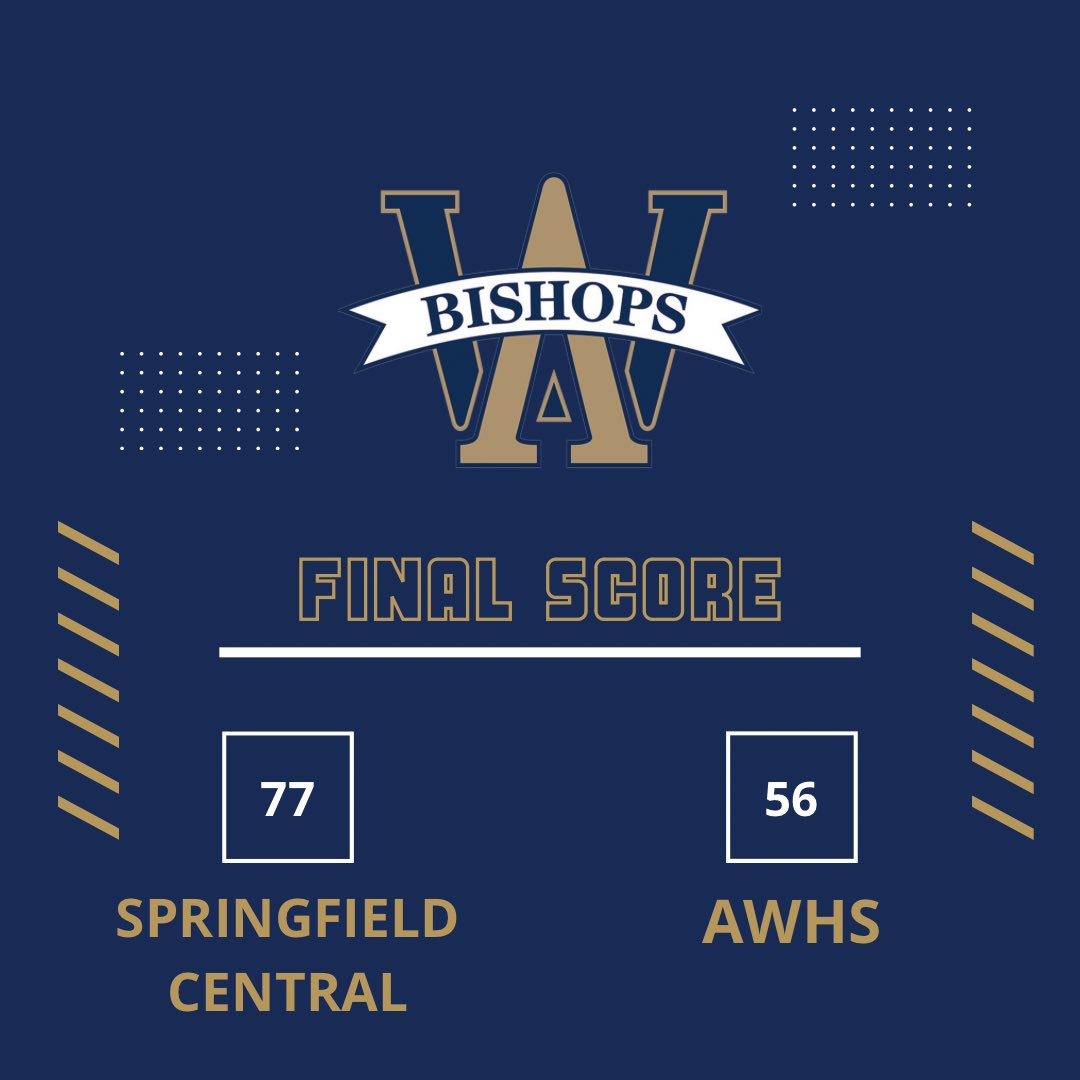 Tough loss today at home to a very good Springfield Central team in the BABC Slades Holiday Classic. 77-56 final. Tristan Rodriguez with 34 points. Bishops are back in action tomorrow at 3 PM - they play Worcester North at home. #gobishops <a href="/goAWathletics/">AWHS Athletics -</a>
