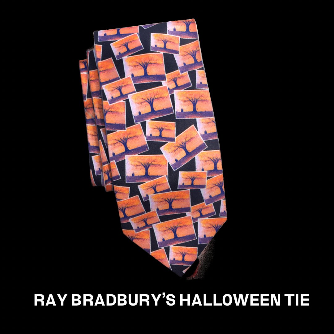 raybradbury's tweet photo. Even after his kids grew older &amp; no longer thought it was cool to go trick-or-treating, Bradbury still dressed up for the holiday &amp; enjoyed trick-or-treating all the same. He owned a number of Halloween ties; in later years, he had a special one made that he wore all year. https://t.co/GCERawsH6X