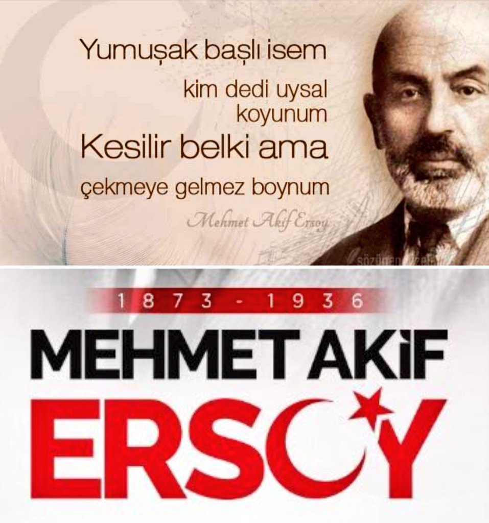kurbaniozdas's tweet photo. Yumuşak başlı isem, kim dedi uysal koyunum? 
Kesilir belki, fakat çekmeye gelmez boyunum! 
Kanayan bir yara gördüm mü yanar ta ciğerim, 
Onu dindirmek için kamçı yerim, çifte yerim!
Zalimin hasmıyım amma severim mazlumu... 
İrticanın şu sizin lehçede ma'nası bu mu?
#MehmetAkif https://t.co/CpMFb0gDxG