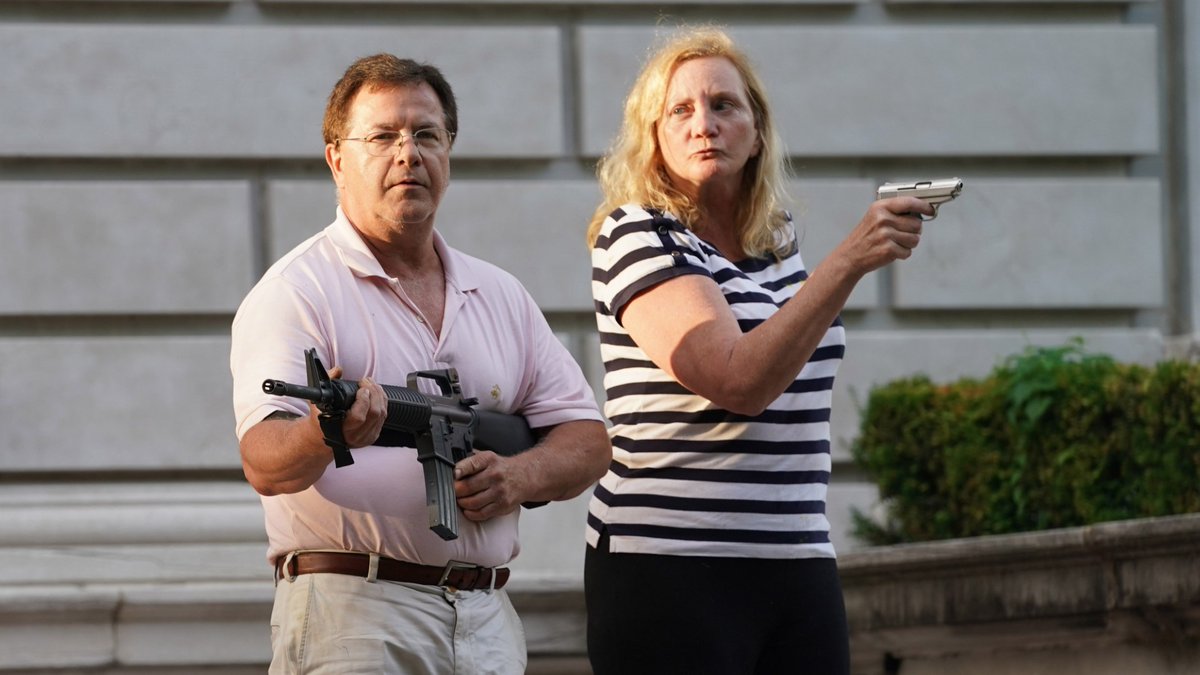 mccloskeyusa's tweet photo. We are still fighting to get those two guns back!  Missouri Court of Appeals said "NO" yesterday, but I'm going to see what the Mo. Supreme Court has to say.  We exercised our 2A rights, got persecuted, pardoned by Gov. Parson but still don't have them back! (if I wasn't holding an evil "assault weapon", you think I might have gotten them back by now?- woke is as woke does, Momma always says)