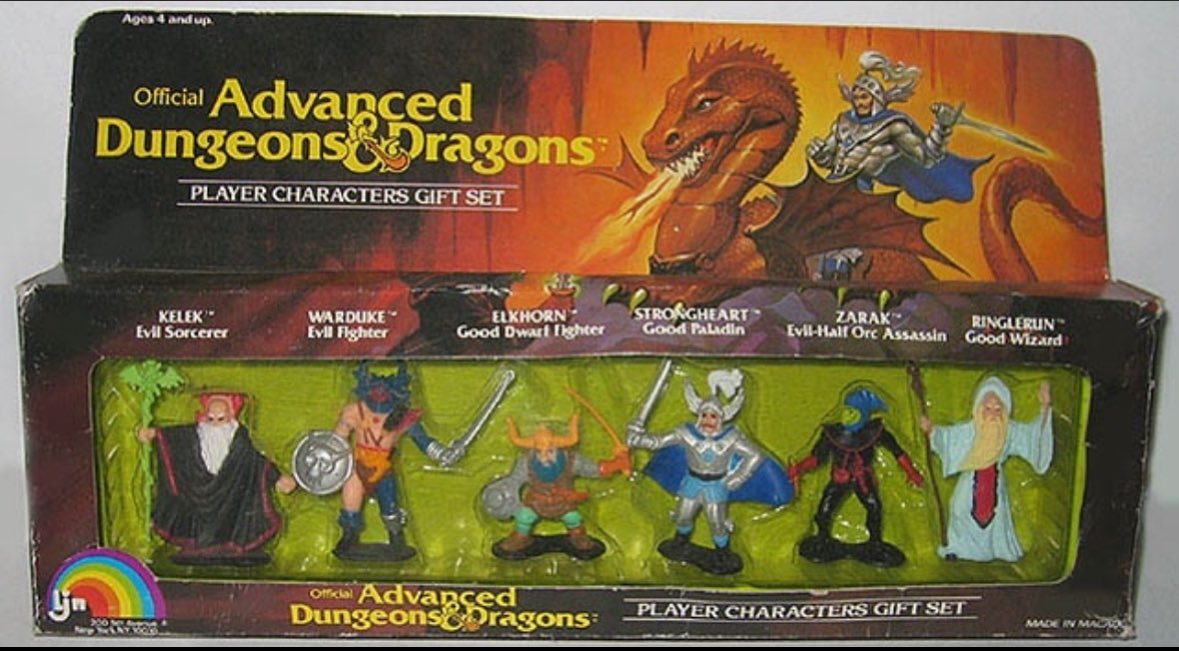 The player character gift set from LJN, 1984. These guys are part of the miniature series, and have no moving parts
#dnd #dungeonsanddragons #80stoys