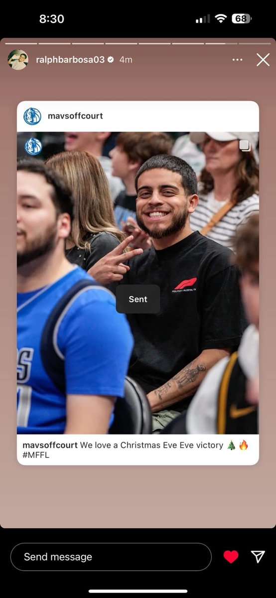LechugaFelipe's tweet photo. Mavs game the other night! Meet Ralph Barbosa! Mavs got the win of course! To bad Wemby was out! #MFFL    #Luka https://t.co/CQHBvjX9iA
