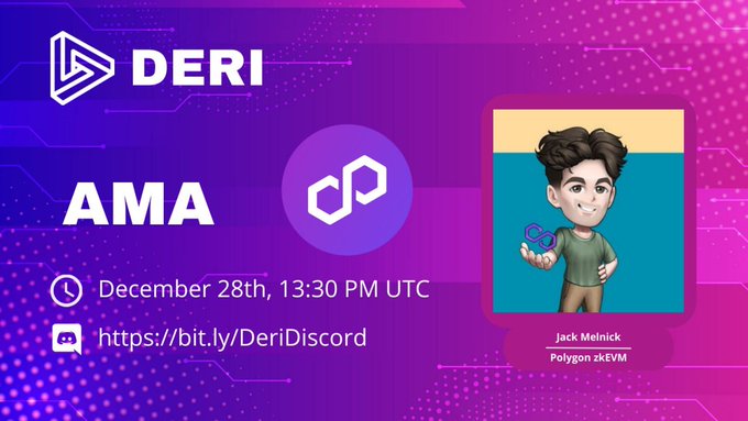 ama_tracker's tweet photo. π₯³Join for a special AMA with @DeriProtocol from @0xPolygonDeFi
#Deri is decentralized derivatives protocol for Web3.
#PolygonDeFi is supporting DeFi projects, users, and developers to create a robust and thriving DeFi ecosystem on Polygon.
β° Dec 28, 13:30 UTC
π https://t.co/6GLrR9arpy
#AmaTracker