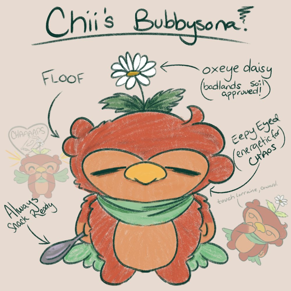 i can deny it no longer... i've been bubbified. 

i really adore the bubby design🥰couldn't decide on a flower for my #bubbysona, but my friends chose daisy & i love oxeyes, so it's that's what chiibubby gets!

#GBArt