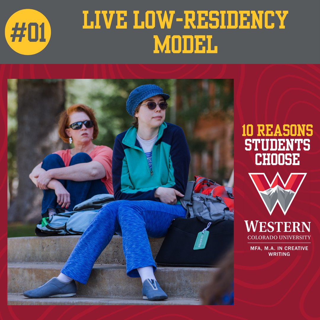 It's #Top10Tuesday!

#01: Live Low-Residency Model - In Fall and Spring, students engage in video conferencing and online courses. In summer, they attend a 1-week in-person residency. Learn more: Western.edu/MFA #WesternGPCW #writingcommunity #writing #lowresidency