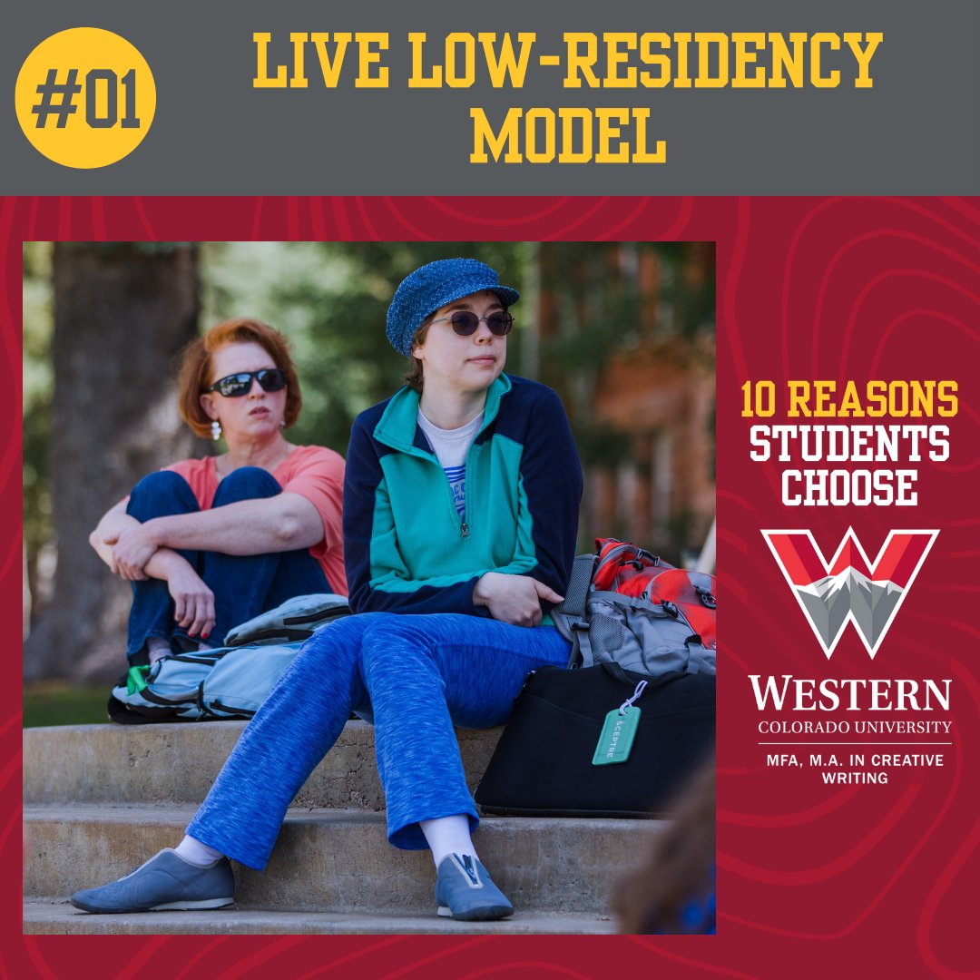 It's #Top10Tuesday! #01: Live Low-Residency Model - In Fall and Spring, students engage in video conferencing and online courses. In summer, they attend a 1-week in-person residency. Learn more: Western.edu/MFA #WesternGPCW #writingcommunity #writing #lowresidency