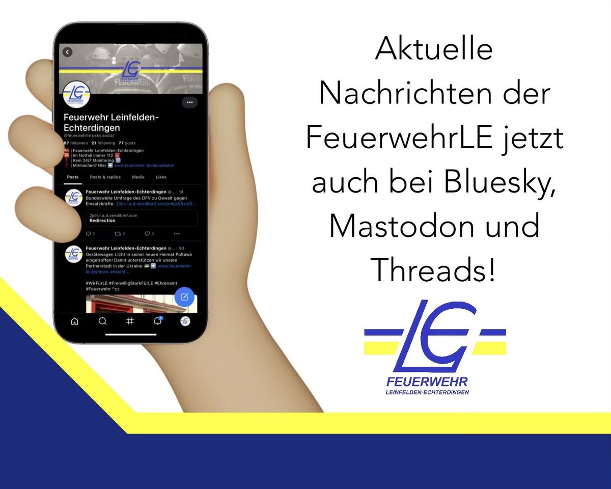 FeuerwehrLE's tweet photo. Euer X Limit ist erreicht? Oder ihr sucht eine Alternative? 🤔
Unsere X Inhalte gibts auch auf:
Übersicht aller Kanäle➡️ https://t.co/HPVwCySasV
Threads➡️ https://t.co/UjhW2wHvZF
Bluesky➡️ https://t.co/xN8kIRUcdg
Mastodon➡️ https://t.co/PMBwFxVrdQ 
#WirFürLE #Feuerwehr ^cz https://t.co/YD2HQ1YqVj