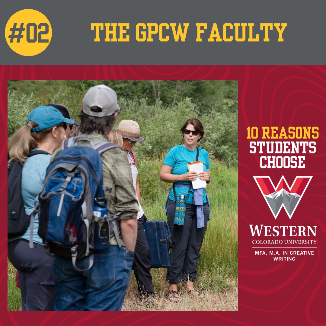 It's #Top10Tuesday!

#02: The Faculty - We're proud of our diverse group of active, award-winning faculty.
Learn more: Western.edu/MFA
#GenreFiction #NatureWriting #Poetry #Publishing #Screenwriting #WesternGPCW #amwriting #writingcommunity #writing #writerscommunity