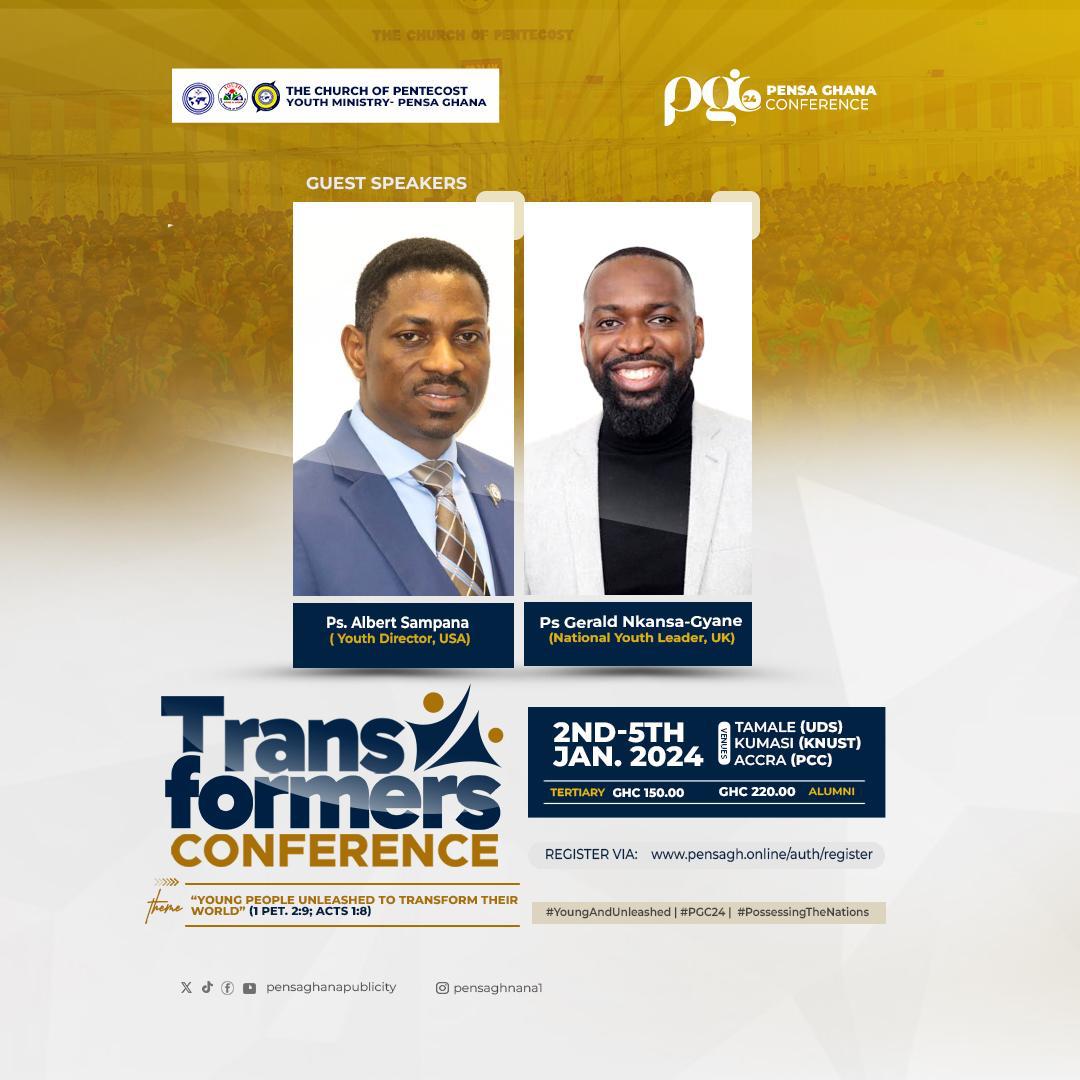 pensaghana1's tweet photo. 🔰🔰🔰🔰🔰🔰

*Christ In You!!!!*🥳🥳

*PGC'24 Is Set And Moving* 

Ministering To Us At The Conference are these Seasoned Men Of God;

Secure your spot now. Register today using the link below:👇🏾
https://t.co/n6Y6KgKlxr

#PGC24 | #YoungAndUnleashed | #PossessingTheNations https://t.co/Gm6S6sPK3W