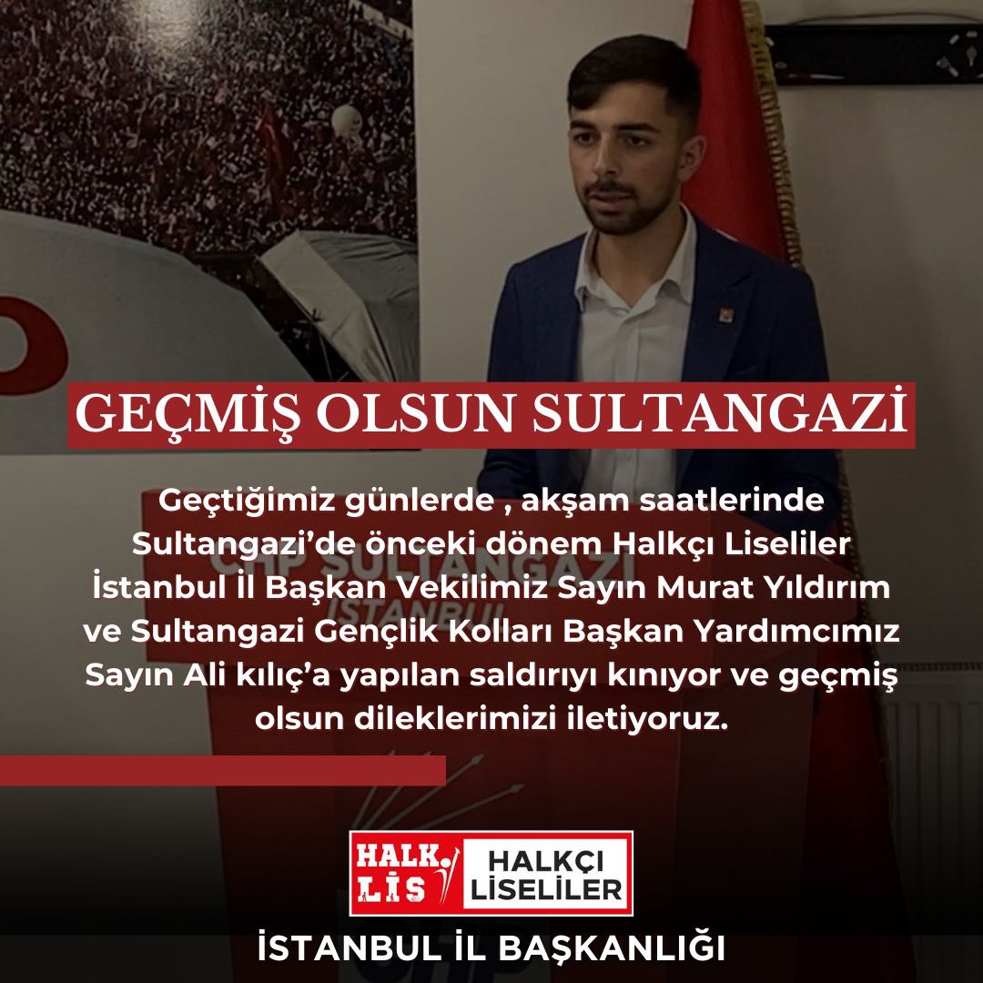 halklisist's tweet photo. Geçtiğimiz günlerde, akşam saatlerinde Sultangazi'de önceki dönem Halkçı Liseliler İstanbul İl Başkan Vekilimiz Sayın Murat Yıldırım ve Sultangazi Gençlik Kolları Başkan Yardımcımız Sayın Ali kılıç'a yapılan saldırıyı kınıyor ve geçmiş olsun dileklerimizi iletiyoruz. https://t.co/Tj6pAeDXkh