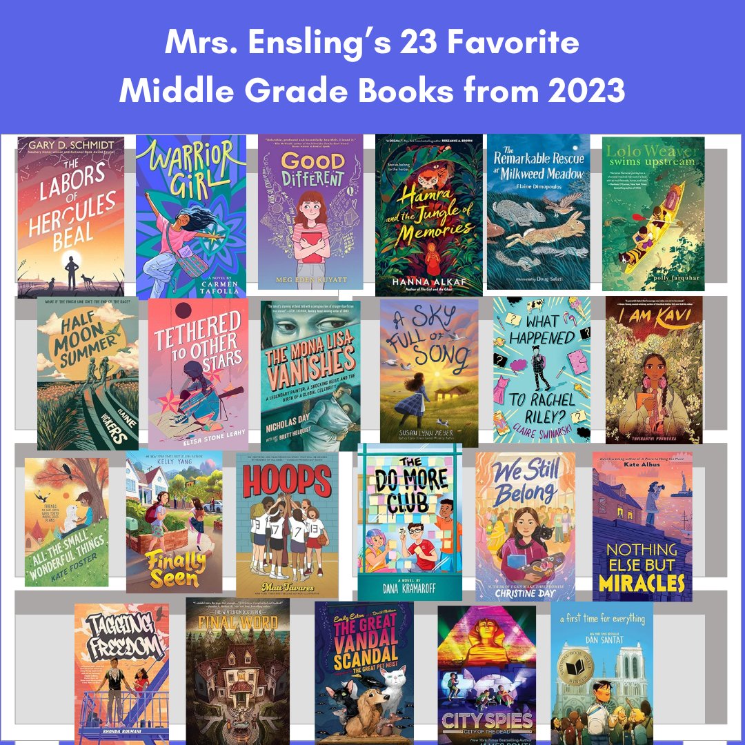 bookamiga's tweet photo. My favorite middle grade books of 2023. So many amazing stories from a diverse group of authors and illustrators. Many are popular titles at our community bookmobile, the Lending Library with Love. #bestof2023 #kidlit #books https://t.co/f66WW5OThW