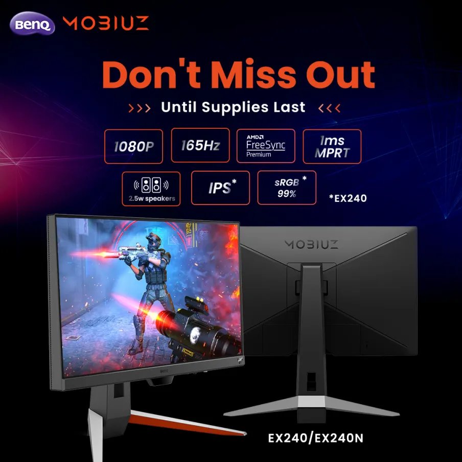 EX240 MOBIUZ 165Hz 1ms IPS 1080p Gaming Monitor