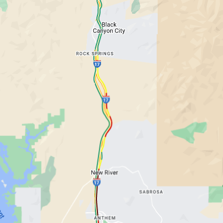 ArizonaDOT's tweet photo. *UPDATE*

Delays have shrunk a bit, but still heaviest from Anthem to New River. https://t.co/TE1ju912g6