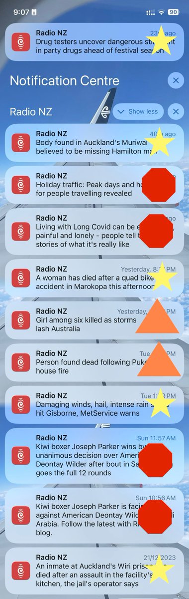 CucumberError's tweet image. Hey @radionz, we need to talk about what counts as ‘breaking news’ again. 

Have a gold star for some of them, a caution triangle for others, and a bit stop sign for the stuff that isn’t news.