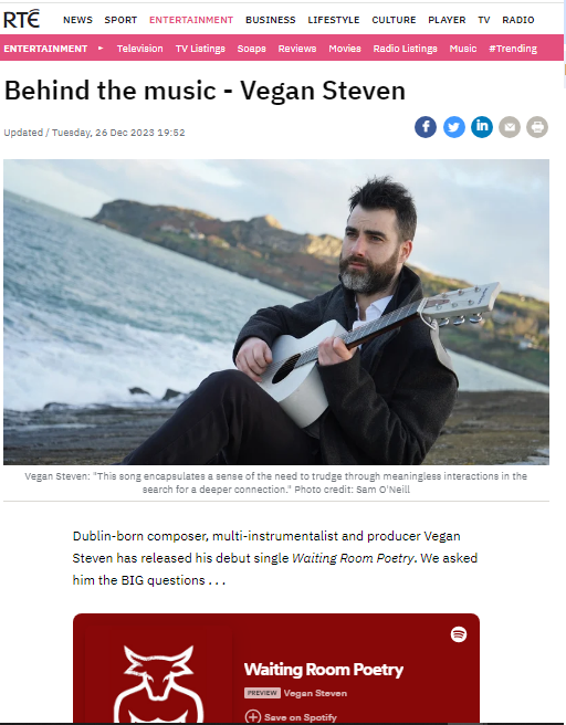 veganstevenX's tweet photo. thanks so Much RTÉ
first ever write up                                               
   @rte @RTE_Ents 

@rte_culture @rte2fm @rte_entertainmentonline @rteguide @latelaterte @rtenews @rteradio1

#rte #rteentertainmentonline #vegan #irishsinger #newmusicalert https://t.co/gVgeXGnBpY
