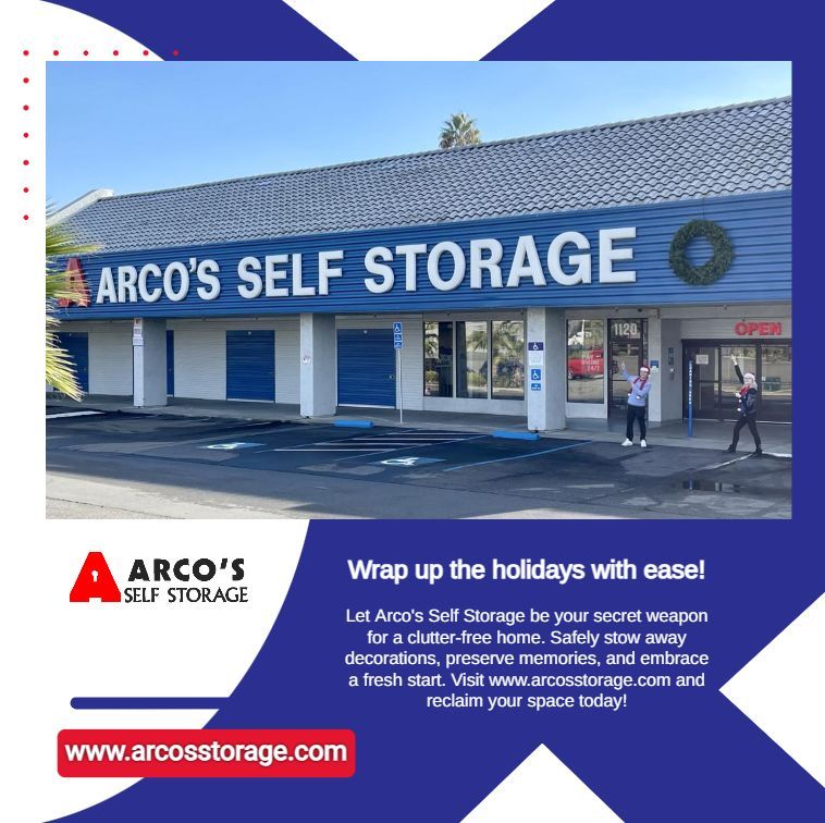 ArcosStorage's tweet image. Wrap up the holidays with ease! 🎁 Arco's Self Storage is your go-to solution for reclaiming space and bidding farewell to post-holiday clutter. Safe, secure, and hassle-free—because your peace of mind matters. arcosstorage.com #ArcosStorage #DeclutterWithEase"