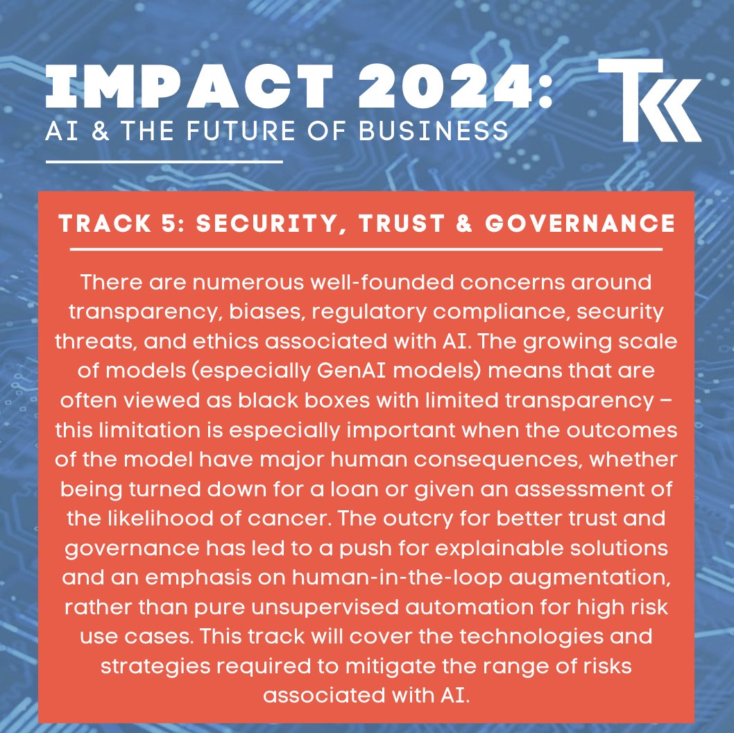 techtalksummits's tweet image. 🎙 Calling all #CybersecurityProfessionals, #AICommunity, #EthicalHackers, and #DecisionMakers! Join us at #IMPACT2024 for an exclusive journey through the &quot;Security, Trust &amp;amp; Governance&quot; track designed just for you!

🔍 Why Should You Attend?

Cutting-Edge Insights: Delve into…