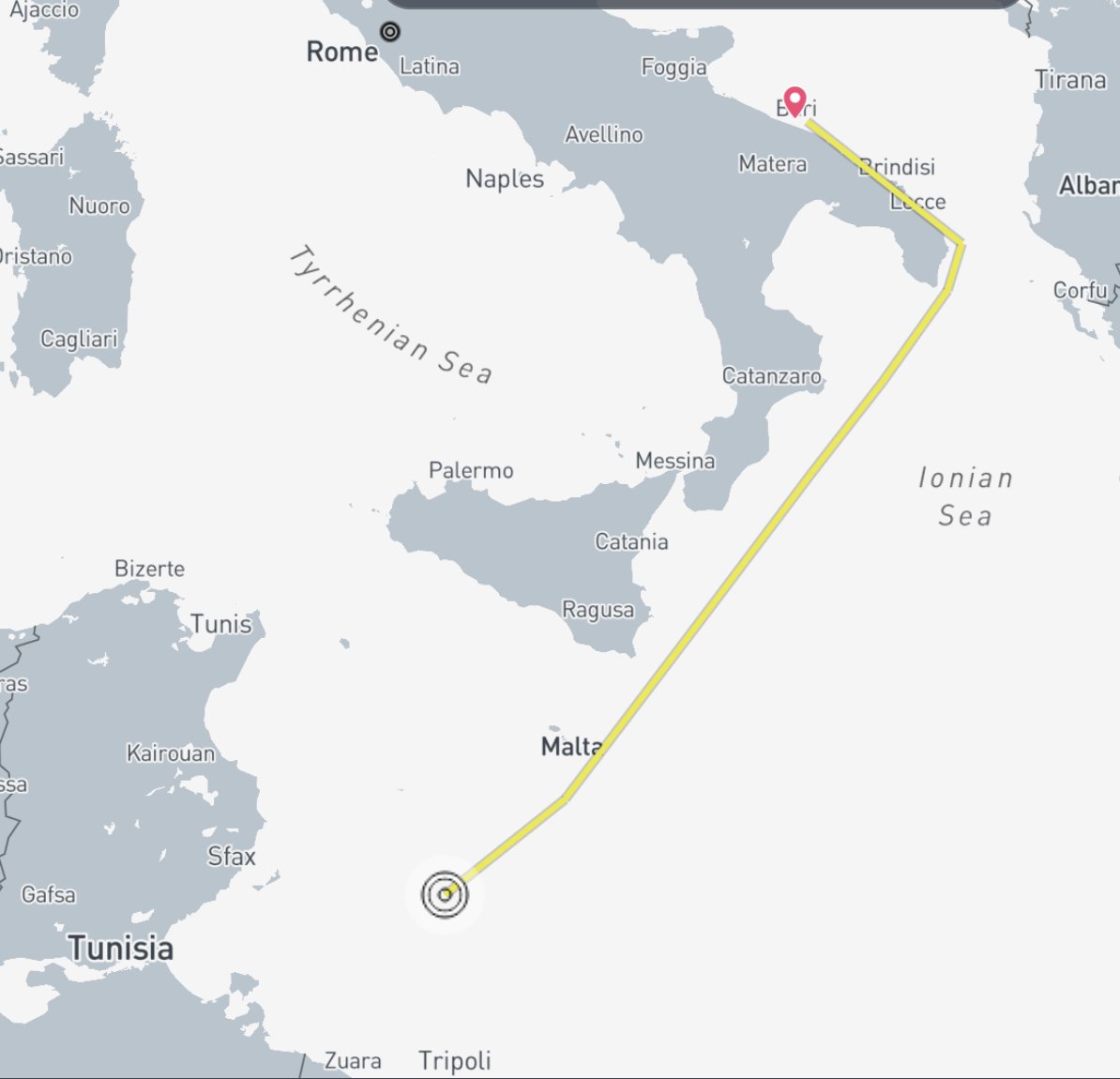 Le trajet prévu de l'#Oceanviking : 1000 kms alors que la Libye est à seulement 200 kms !