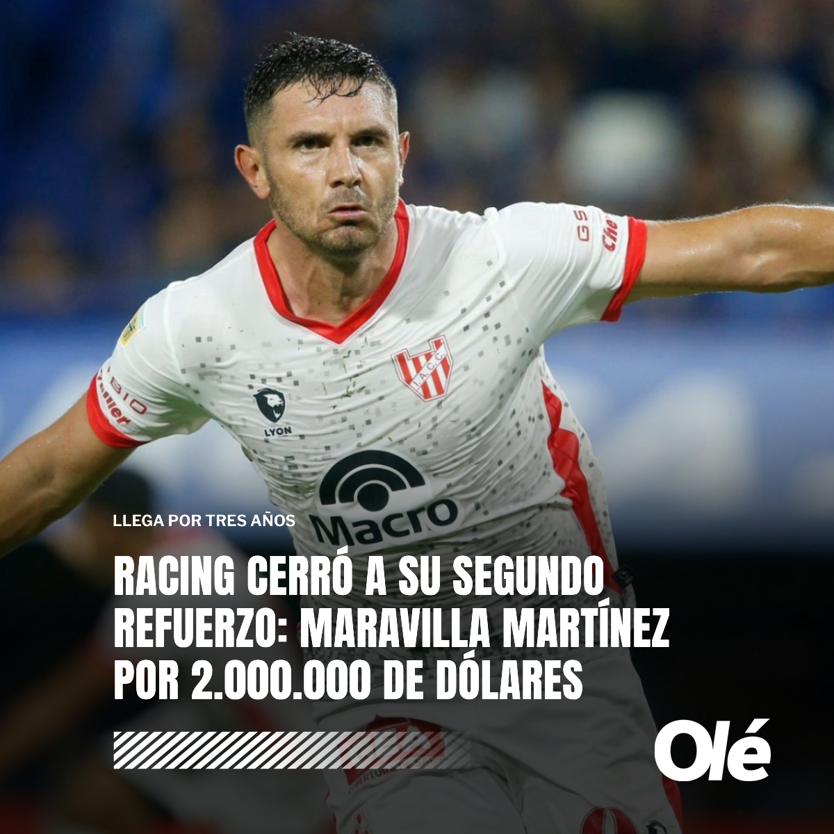 🚨🔷 ADRIÁN 'MARAVILLA' MARTÍNEZ ES NUEVO REFUERZO DE RACING

✍️ El jugador de 31 años llega procedente de Instituto y Racing le compra el pase por 2.000.000 de dólares. Firmará por tres temporadas

⚽️ Su temporada en 2023: 18 goles y 4 asistencias en 41 partidos