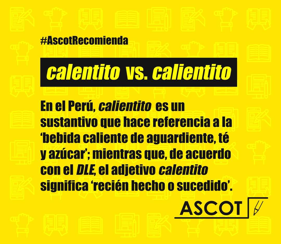 AscotPeruOf's tweet photo. El «DLE» también señala que «calentito» como sustantivo, en Andalucía (España), hace referencia al 'churro'. #AscotRecomienda #Calientito #Calentito https://t.co/UMvrguvROt