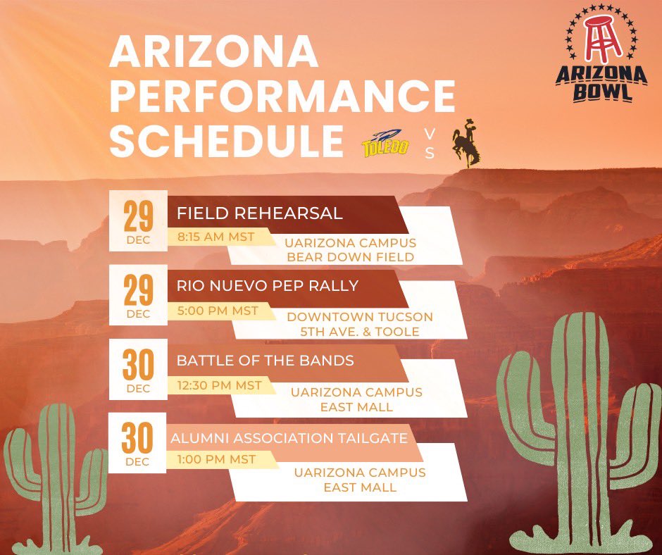 For those of you making the trip out west here is the performance schedule! 🚀🌵