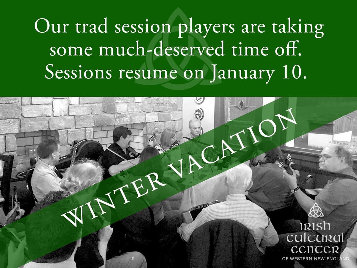 Our trad Irish session players are taking a much-deserved winter break, with no session on December 27 or January 3. The regular Wednesday session resumes on January 10. #tradsession #irishsession